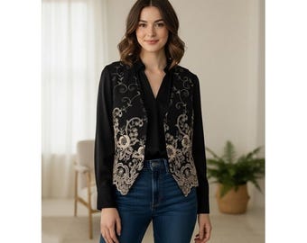 Veste texturée tapisserie tissée campagne internationale Express Vtg SZ M PTP 20