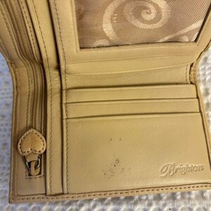 Brighton Vtg Leather Trifold Wallet Croc Embossed Filigree Heart Beige Pocket image 7