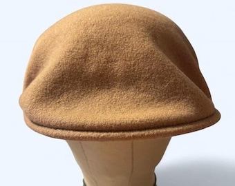 Casquette plate marron clair 100 % pure laine vierge Kangol Made in England Vtg