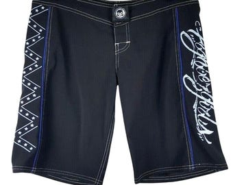 Pantalones cortos deportivos negros de Fighter Girls con el logo de MMA Grappling Stars, estilo vintage, talla 7.