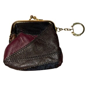Portachiavi/ciondolo per borsa vintage in pelle patchwork stile boho con chiusura a scatto, stile retrò