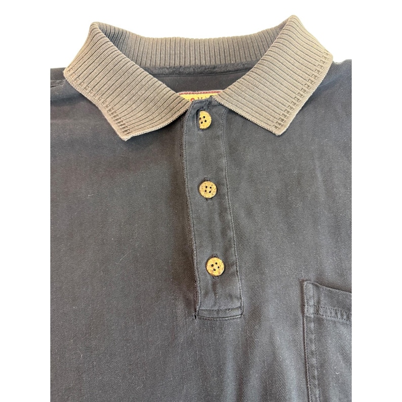 Tommy Bahama Washed Out Black 100% Silk Herringbone Short Sleeve Polo Shirt Sz M image 6