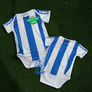 Personalized Blue & White Stripes Baby Bodysuit