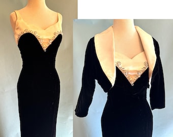 1950s Bombshell "Fredricks of Hollywood" Hourglass Cocktail Dress with BoleroJacket!- Size Small