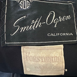Superbe veste en gabardine noire perlée vintage des années 1940 avec manches lanternetaille petite image 7