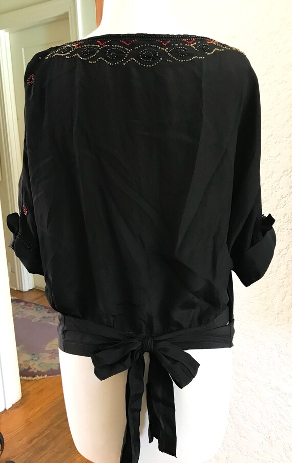 Amazing 1920's Art Deco Beaded Silk Blouse Roari… - image 5