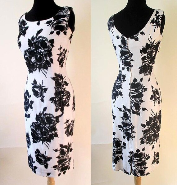 black rose print dress