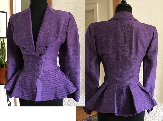 Killer 1940's Hourglass "Lilli Ann" Purple Silk Mo