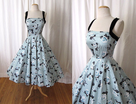 Items similar to Reserved Darling 1950's Designer Floral Party Dress w ...