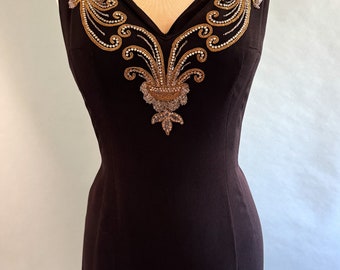 Stunning Early 1960s "Mr Blackwell"  Custom made Two Piece Beaded Gown with matching caplet and letter of authenticity !  ---Size  Medium
