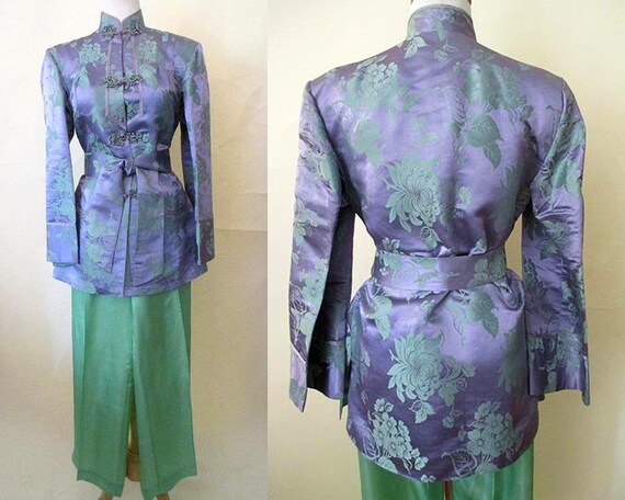 ON HOLD Dazzling 1940's Silk Asian Lounging Pajama