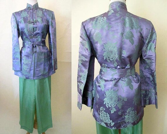 Dazzling 1940's Silk Asian Lounging Pajamas/Cocktail | Etsy