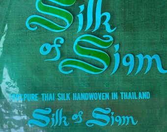 Vintage NOS Thai Silk Fabric in Package Silk Emerald Silk Yardage