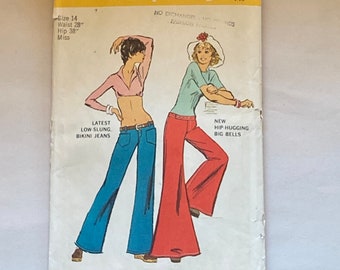 Vintage 1970s Uncut Hip Hugger Bellbottoms Pattern Simplicity 5143