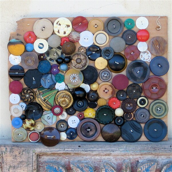 Vintage Antique Buttons on Cardboard