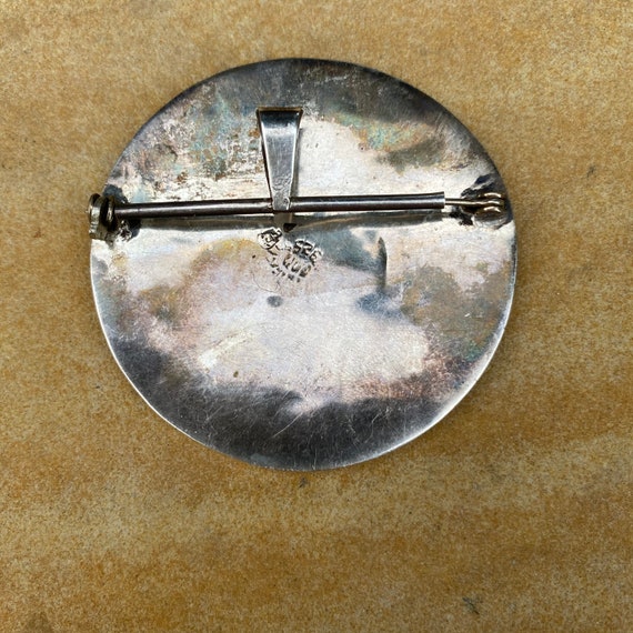 Vintage Taxco Mixed Metals Inlay Pendant Brooch T… - image 2