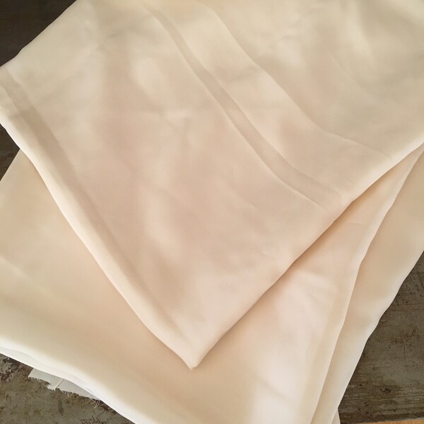 Vintage Silk Fabric Semi Sheer Cream Slip Silk Yardage