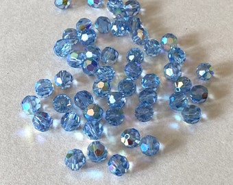 Vintage Austrian Cut Crystal Blue Aurora Borealis Beads