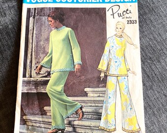 Vintage Vogue Couturier Pucci Pattern Designer Sewing Pattern Tunic and Bellbottoms