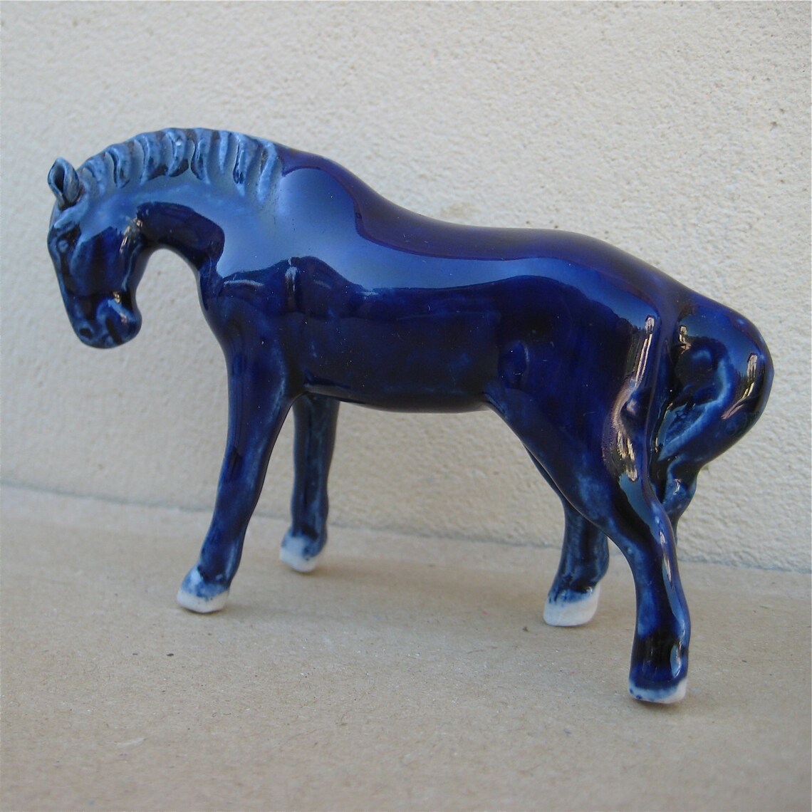 Porcelain Horse figurines Japanese horses blue horse ceramics Etsy
