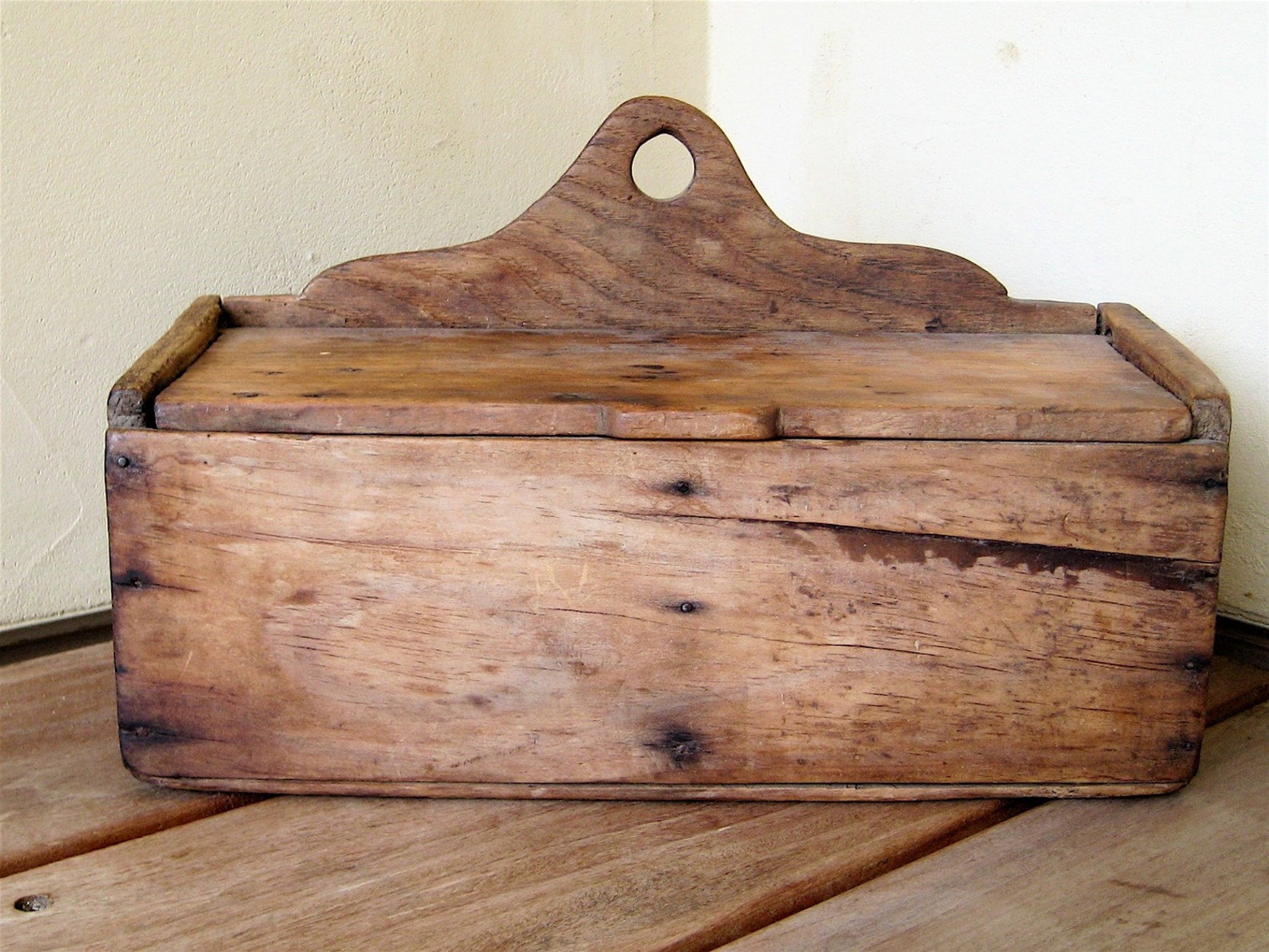 Antique Primitive Wooden Salt Box /Storage Container Etsy