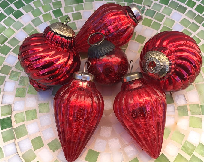 Kugel Ornaments Red Crackle Glass Leaded Glass Bulbs ON SALE Etsy