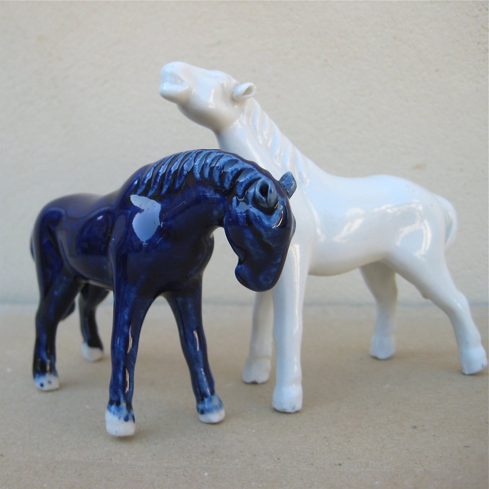 Porcelain Horse figurines Japanese horses blue horse ceramics Etsy
