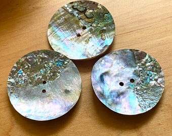 Vintage OOAK Natural Handmade Abalone Coat Buttons Rustic Buttons