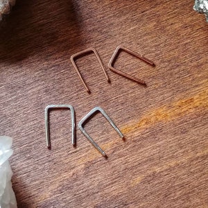 small minimalist threader earrings, options rose gold or sterling silver