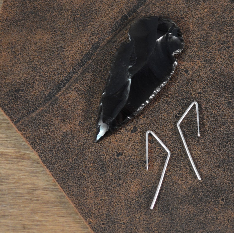 Simple Earrings Asymmetrical Threader Earrings 14k Rose Gold Fill or 925 Sterling Silver Triangle Threader Earrings