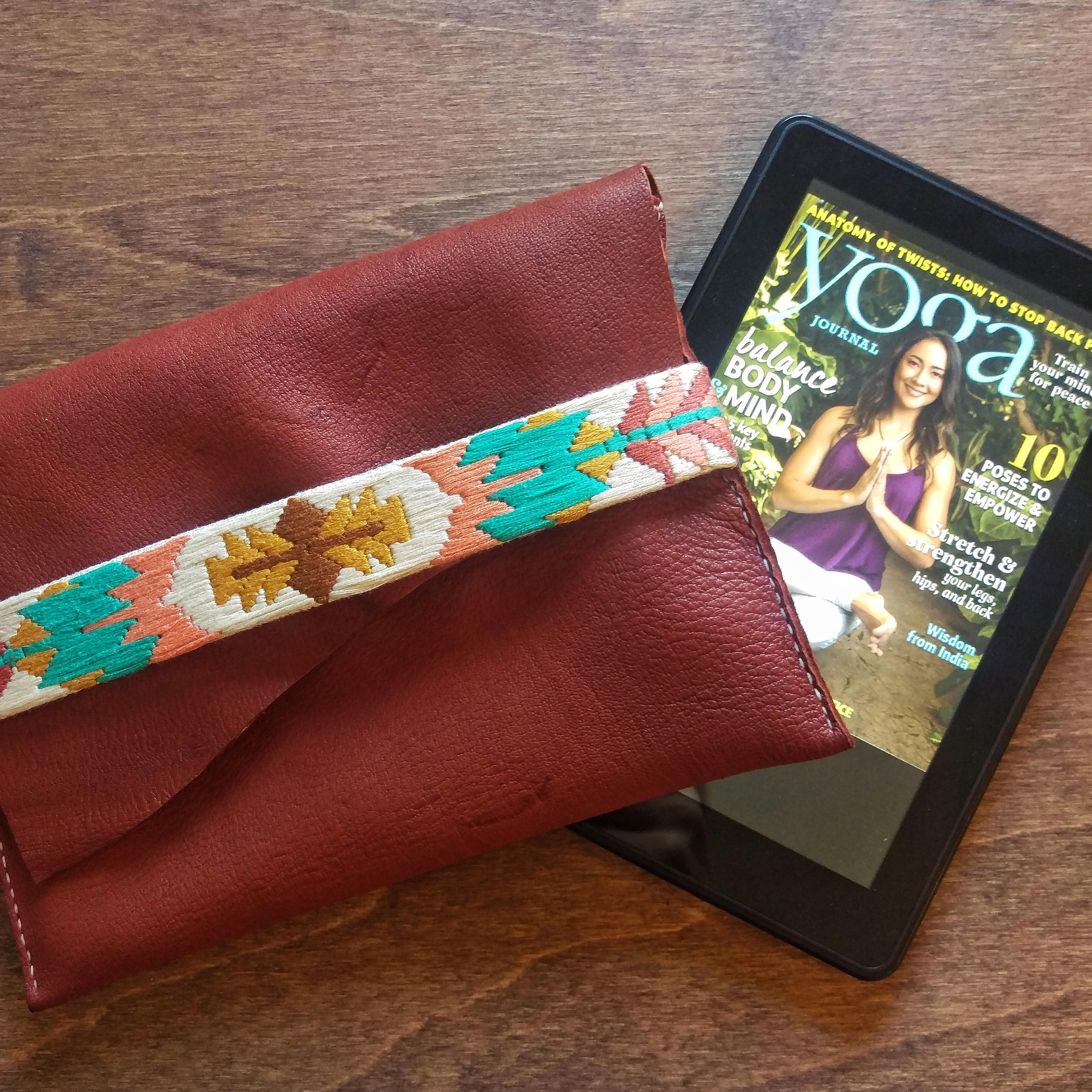 Needlepoint and Leather Clutch Small Tablet or Phone Case Etsy