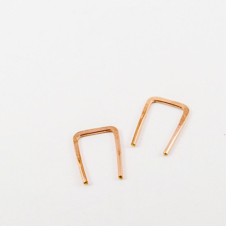 small minimalist threader earrings in rose gold