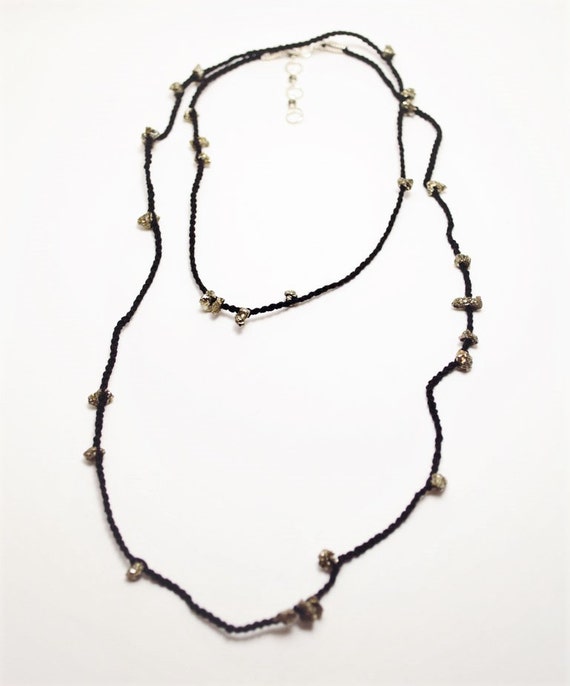 Items similar to Pyrite Macrame Necklace / Wrap Bracelet on Etsy