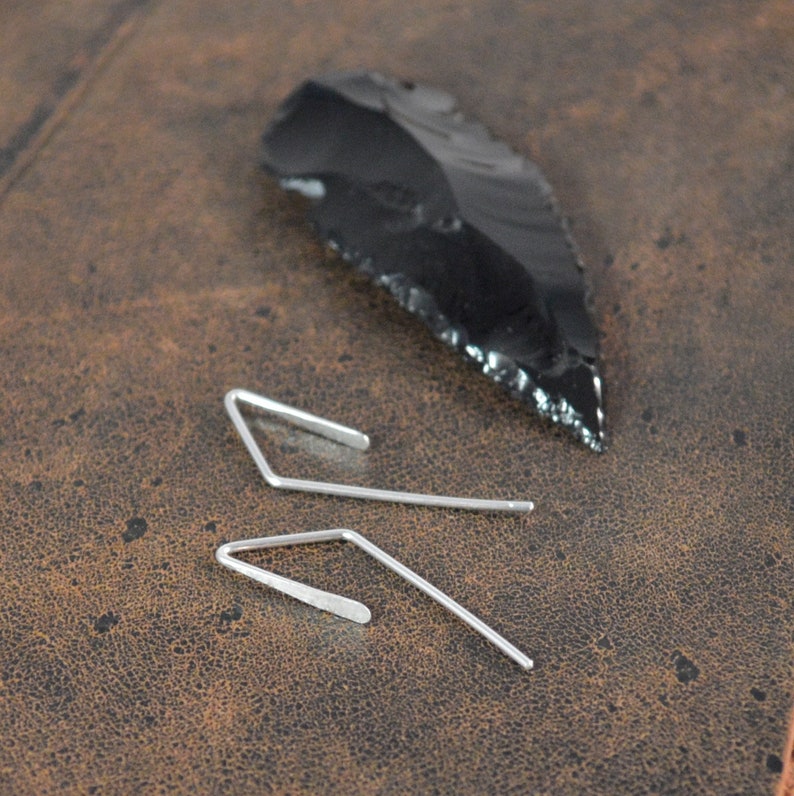 Simple Earrings Asymmetrical Threader Earrings 14k Rose Gold Fill or 925 Sterling Silver Triangle Threader Earrings