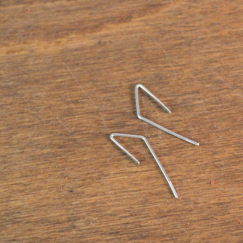 Simple Earrings Asymmetrical Threader Earrings 14k Rose Gold Fill or 925 Sterling Silver Triangle Threader Earrings
