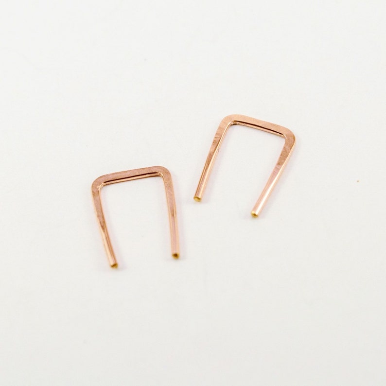 small minimalist threader earrings in rose gold