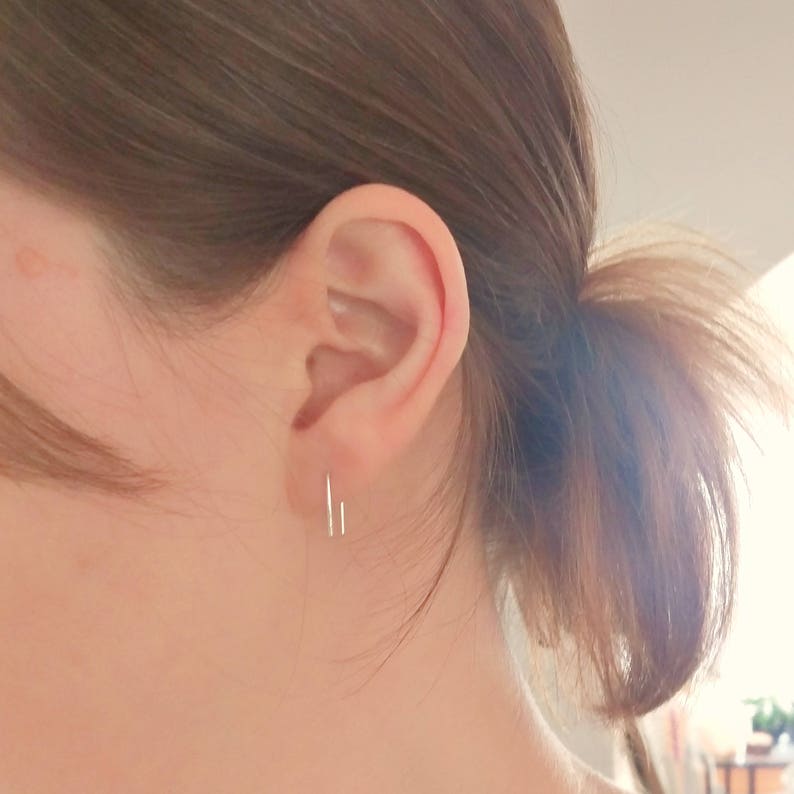 small minimalist threader earrings in sterling silver