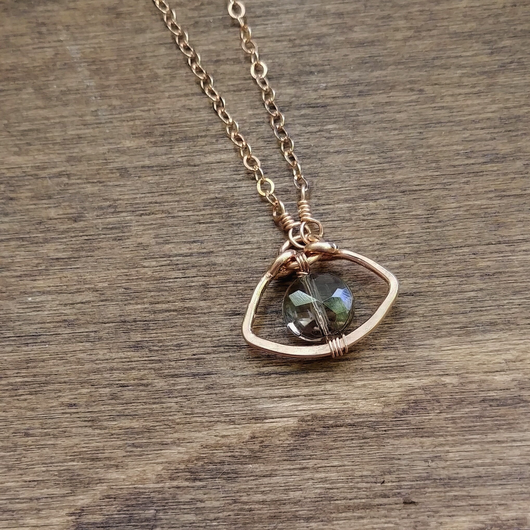 Gift for Mom Gemstone Evil Eye Necklace 14k Rose Gold Fill | Etsy