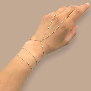 925 Sterling Silver Hand Chain Bracelet: Shahmaran Design, Enamel Detail