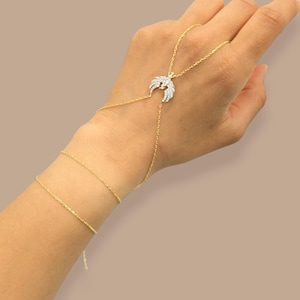 Phoenix Hand Chain Bracelet: 925 Sterling Silver Shahmaran