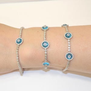 Evil Eye Armband, Silberarmband, Tennisarmband, Blaues Tennisarmband, 925K Silber Tennisarmband, Evil Eye Tennisarmband, Hochzeit