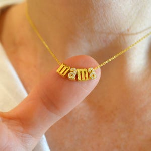 Mama Necklace for Women, Dainty Pave Mama Necklace, Personalized Gift For Mom, Mama Letter Necklace, Mama Necklace, Mother&#39;s Day Gift