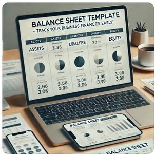 Balance Sheet Template for Google Sheets • Small Business Financial Statement • Editable & Printable Spreadsheet