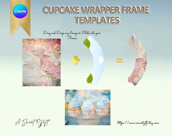 Cupcake Wrappers, Canva Template, Editable Template, Drag and Drop, Printable, Diferent Boarders, Cupcake Papers, Bake Cups, frame templates