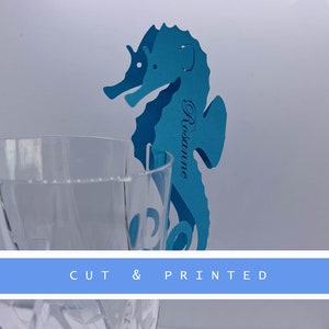 Dual Seahorse silhouette Table Seating Cards | Ocean Lovers Table Seating Card | Nautical Place Card | Die Cut silhouette Name Seating Cards