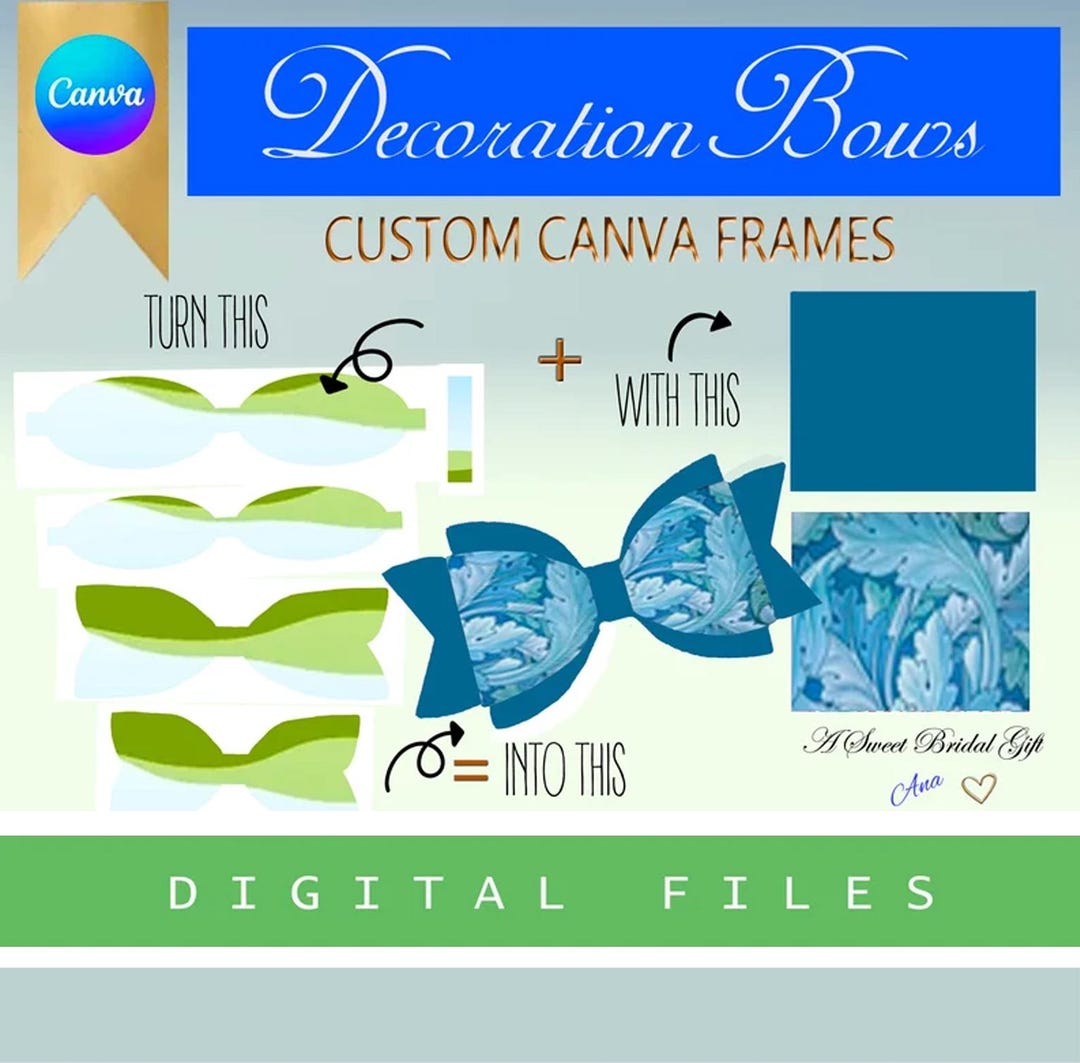 Decorative Bow Frame Template, Canva Bow Template, Editable Bow ...