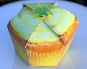 Paper Cupcake Favor Box Template | Key lime PNG, PDF, JPEG Files | Special Event Box Template | Printable Box Templates | Instant Download