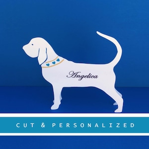 Tarjeta de asiento de mesa con diseño de perro sabueso / Papelería para bodas / Tarjetas de nombre troqueladas / Tarjetas de nombre para amantes de los perros / Tarjetas de asiento de mesa con silueta de perro