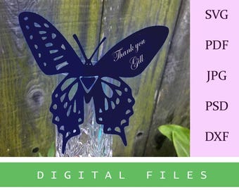 Butterfly Digital Graphics for Cricut & Silhouette files.   Unique Message Card 0r Place Card Digital files. Silhouette Table Seating Cards