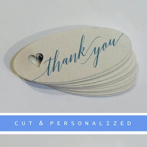 Thank you Oval Gift Tags with a Heart | Minimalist, Elegant Gift Message Tags | Special Occasion Gift Tags | Custom Personalized  Favor Tags